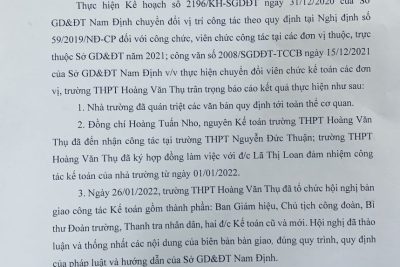 Báo cáo thực hiện việc định kỳ chuyển đổi vị trí công tác viên chức không làm lãnh đạo, quản lý năm 2021