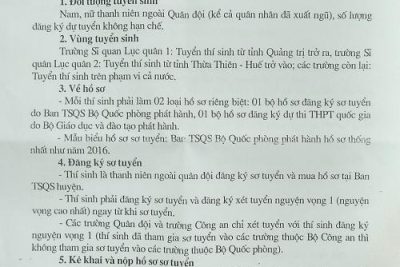 Tuyển sinh Quân sự năm 2017