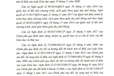 Ban hành chương trình phổ thông 2018